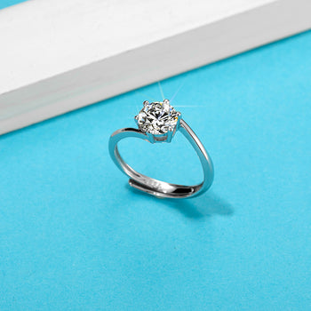 Bague de fiançailles en argent sterling avec moissanite taille ronde de 1 carat (IE04951)