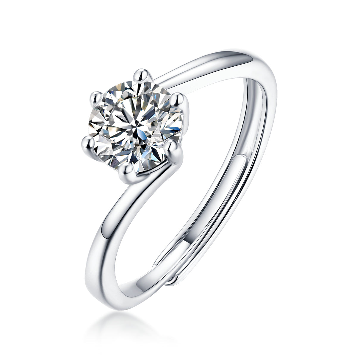 IE05332 ROUND CUT MOISSANITE ENGANGEMENT RING IN STERLING SILVER