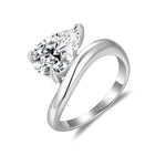 IE0892 3CT PEAR CUT MOISSANITE ENGAGEMENT RING IN STERLING SILVER