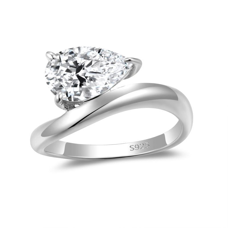 IE0892 3CT PEAR CUT MOISSANITE ENGAGEMENT RING IN STERLING SILVER