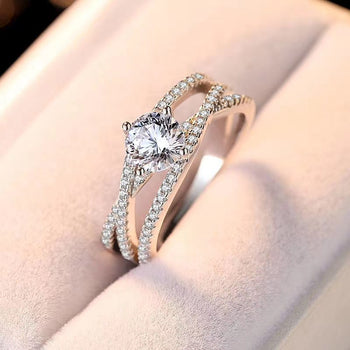 Bague de fiançailles en argent sterling IE1013, sertie de moissanites entrelacées