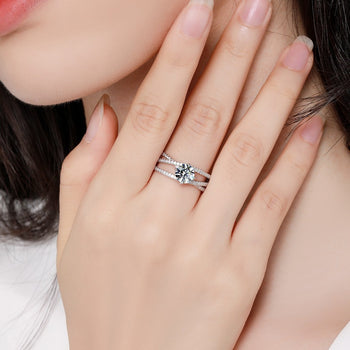 Bague de fiançailles en argent sterling IE1013, sertie de moissanites entrelacées