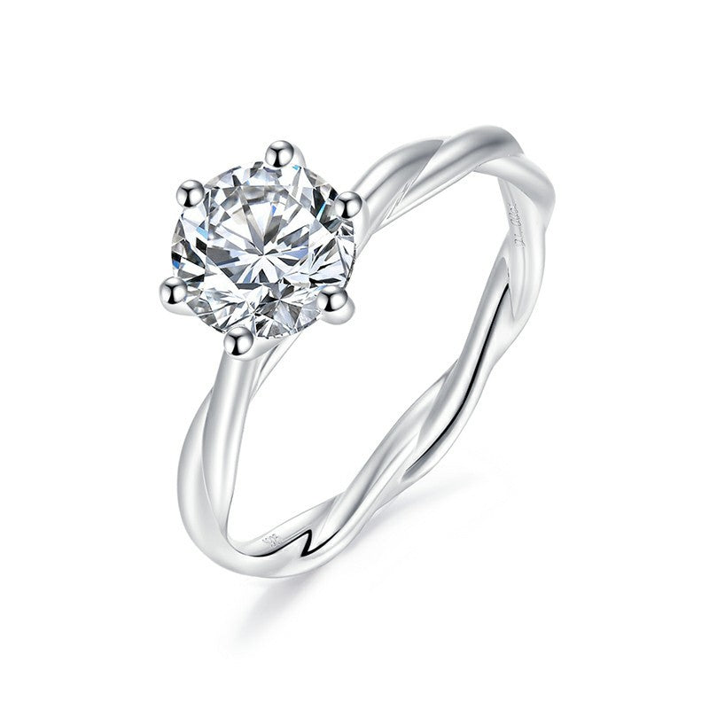 IE1017 1CT TWISTED SHANK MOISSANITE RING IN STERLING SILVER