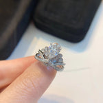 IE1036 PEAR CUT CROWN MOISSANITE ENGAGEMENT RING IN STERLING SILVER