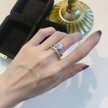 IE1036 PEAR CUT CROWN MOISSANITE ENGAGEMENT RING IN STERLING SILVER