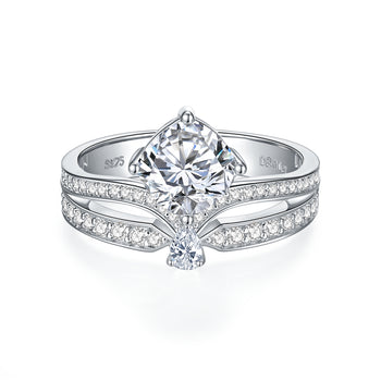 Bague King Crown en argent sterling sertie de moissanite et de diamants (réf. IE1040).