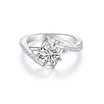 Bague en argent sterling sertie d'un diamant moissanite de 6,5 mm (IE223).