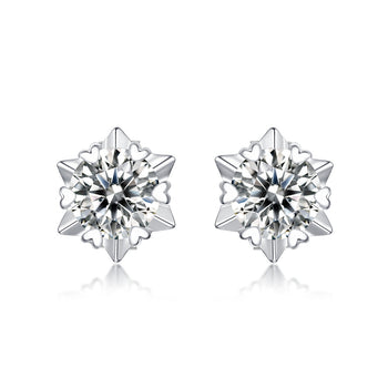 Boucles d'oreilles clous en moissanite flocon de neige IE4002 en argent sterling