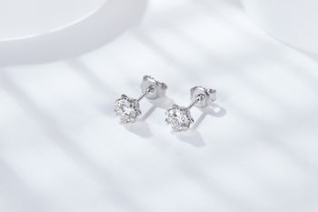 Boucles d'oreilles clous en moissanite flocon de neige IE4002 en argent sterling
