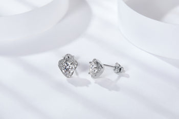 IE4024 Boucle d'oreille puce en argent sterling avec moissanite sertie de 0,5 carat