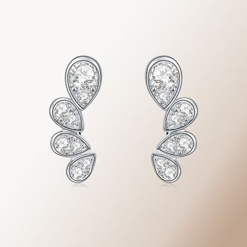 Boucles d'oreilles IE4025 en forme de goutte d'eau, en moissanite et argent sterling