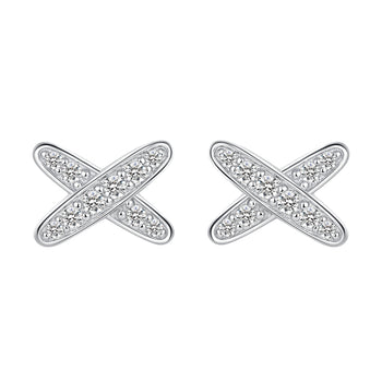 IE4030 X-förmige Moissanit-Diamant-Ohrstecker aus Sterlingsilber