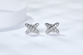 IE4030 X-förmige Moissanit-Diamant-Ohrstecker aus Sterlingsilber