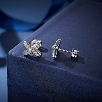 IE4030 X-förmige Moissanit-Diamant-Ohrstecker aus Sterlingsilber