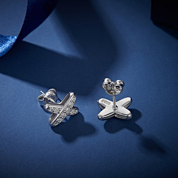 IE4030 X-förmige Moissanit-Diamant-Ohrstecker aus Sterlingsilber