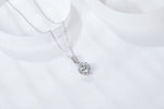 IE5023 1CT MOISSANITE JADE FLOWER PENDANT NECKLACE IN STERLING SILVER