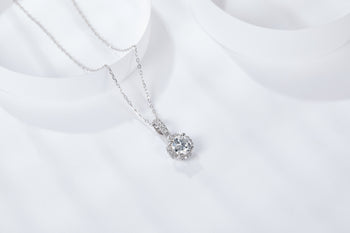 Collier pendentif fleur en jade moissanite 1 carat, argent sterling IE5023