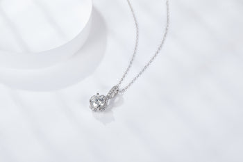 Collier pendentif fleur en jade moissanite 1 carat, argent sterling IE5023