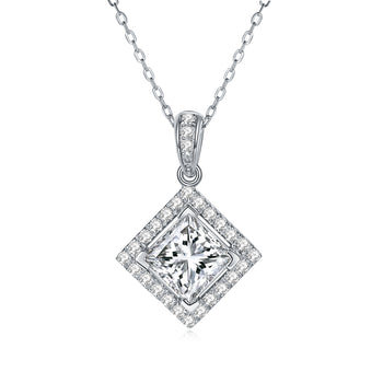 Collier en argent sterling avec moissanite taille princesse 2 carats (IE5033)