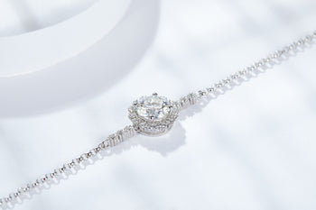 Bracelet en argent sterling IE6008 avec moissanite taille brillant rond