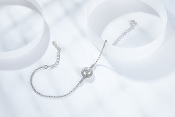 Bracelet en argent sterling IE6008 avec moissanite taille brillant rond