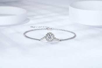 Bracelet en argent sterling IE6008 avec moissanite taille brillant rond