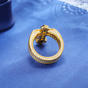 IE9250034 BAGUETTE MOISSANITE CROSS RING IN STERLING SILVER