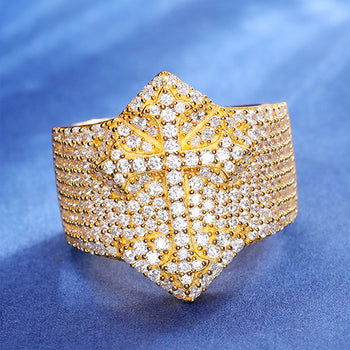 IE9250035 MOISSANIT-DIAMANT-KREUZRING AUS STERLINGSILBER