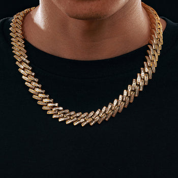 MOISSANITE BAGUETTE CUBAN LINK BRACELET/NECKLACE IN STERLING SILVER