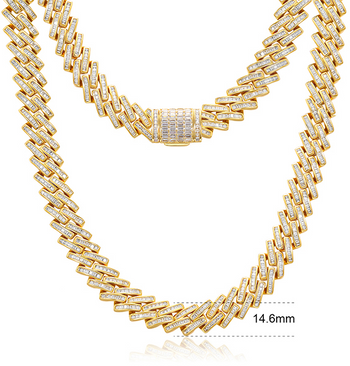 MOISSANITE BAGUETTE CUBAN LINK BRACELET/NECKLACE IN STERLING SILVER