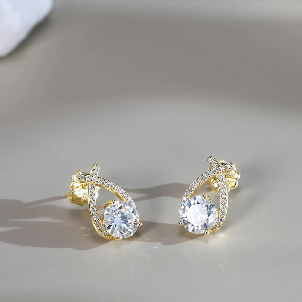 INFINITY DROP MOISSANITE STUDS EARRINGS IN STERLING SILVER