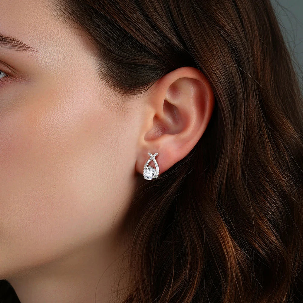 INFINITY DROP MOISSANITE STUDS EARRINGS IN STERLING SILVER