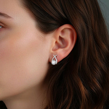 INFINITY DROP MOISSANITE STUDS EARRINGS IN STERLING SILVER