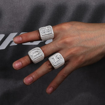 INITIAL MOISSANITE RING IN STERLING SILVER