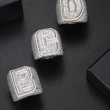 INITIAL MOISSANITE RING IN STERLING SILVER