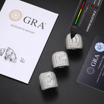 INITIAL MOISSANITE RING IN STERLING SILVER