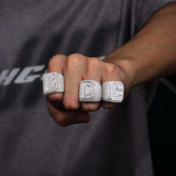 INITIAL MOISSANITE RING IN STERLING SILVER