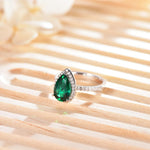 INLAID MOISSANITE EMERALD GEMSTONE RING IN STERLING SILVER