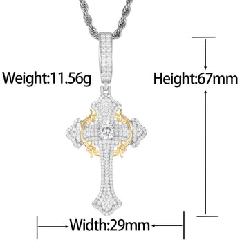 Pendentif en moissanite en forme de croix d'iris et argent sterling