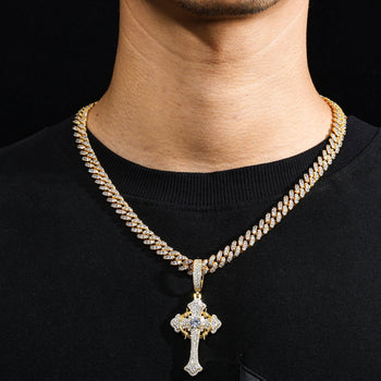 Pendentif en moissanite en forme de croix d'iris et argent sterling