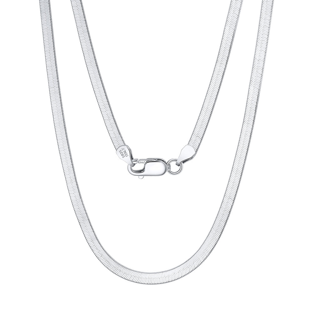 ITALIAN FLEXIBLE HERRINGBONE CHAIN NECKLACE IN STERLING SILVER