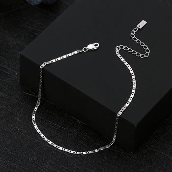 ITALIAN SPARKLE MIRROR LINK ANKLET IN STERLING SILVER