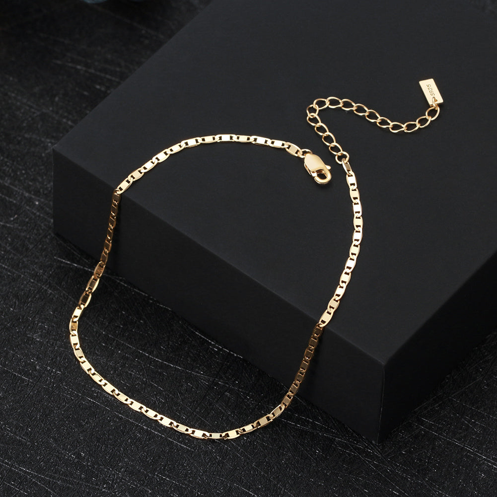 ITALIAN SPARKLE MIRROR LINK ANKLET IN STERLING SILVER