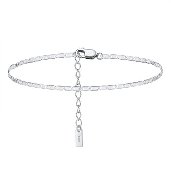 ITALIAN SPARKLE MIRROR LINK ANKLET IN STERLING SILVER