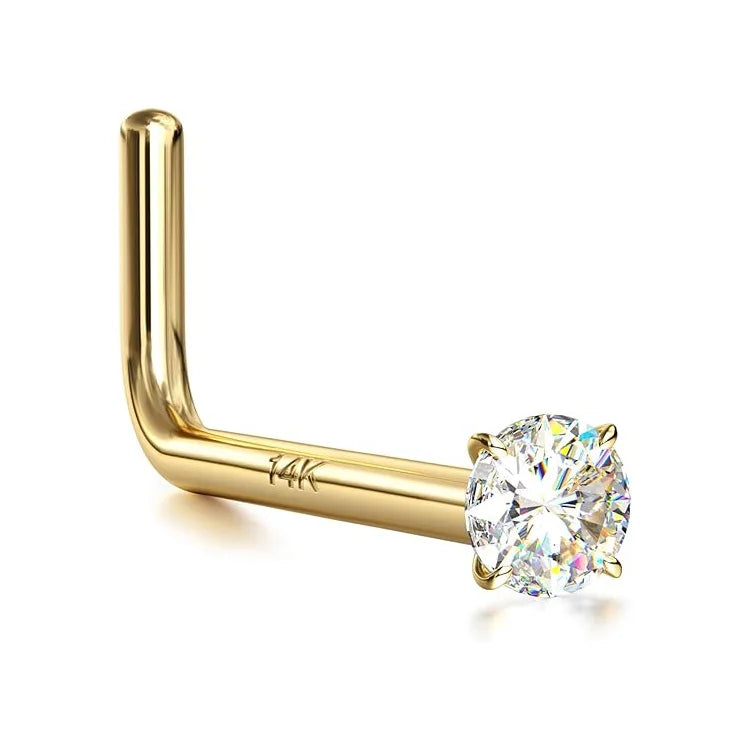 L NOSE RING STUD IN STERLING SILVER