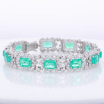 LAB GROWN EMERALD WITH MOISSANITE DIAMOND BRACELET IN 18K WHITE GOLD