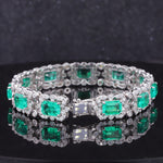 LAB GROWN EMERALD WITH MOISSANITE DIAMOND BRACELET IN 18K WHITE GOLD