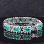 LAB GROWN EMERALD WITH MOISSANITE DIAMOND BRACELET IN 18K WHITE GOLD