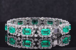 LAB GROWN EMERALD WITH MOISSANITE DIAMOND BRACELET IN 18K WHITE GOLD