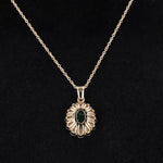 OVAL CUT LAB GROWN COLOMBIAN GREEN SAPPHIRE NECKLACE IN 9K GOLD